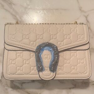 Designer Inspired Cream Shoulder Bag